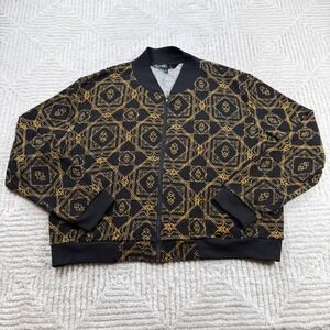 LuLaRoe Elegant Stevie Bomber Jacket Womens XL Black Gold Geometric Zip 
Aztec